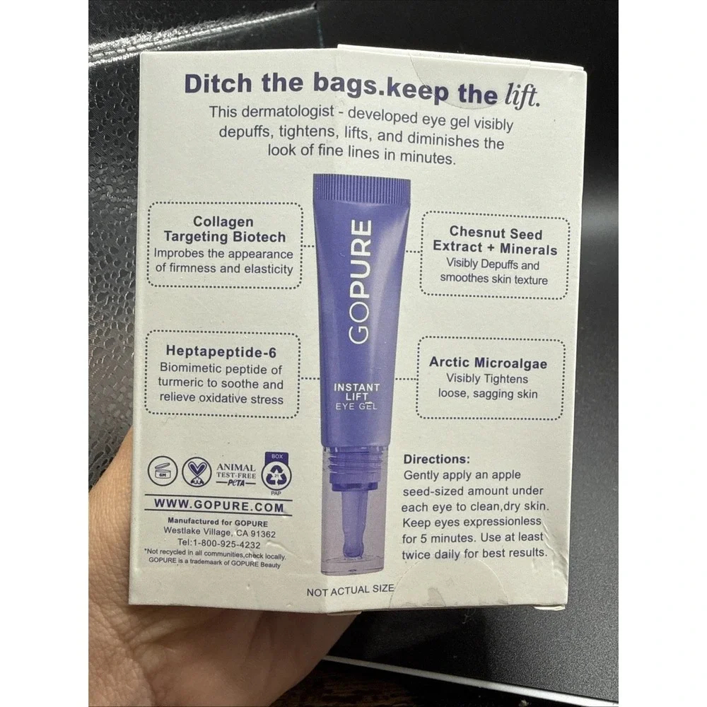Gopure Instant Lift Eye Gel, New In Box